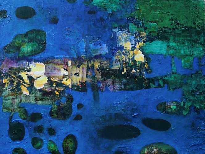 Bíró Sándor: Flow, 2025, 40x55 cm, acryl on wood