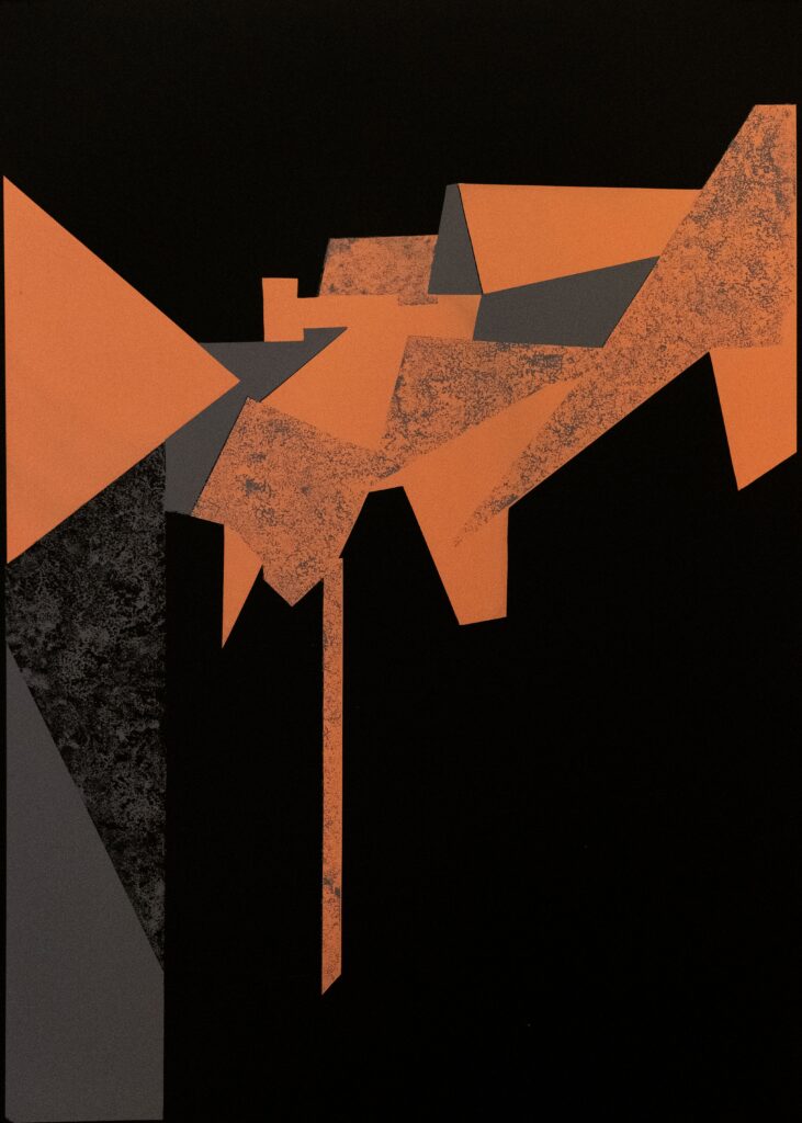 Peter Öllinger; Blitze Teil 1, Siebdruck 100x70cm, 2025