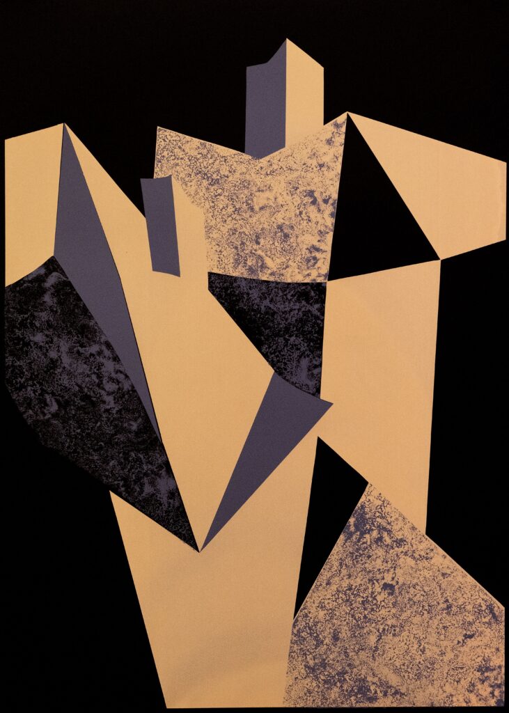 Peter Öllinger: Blitze Teil 2, Siebdruck 100x70cm, 2025