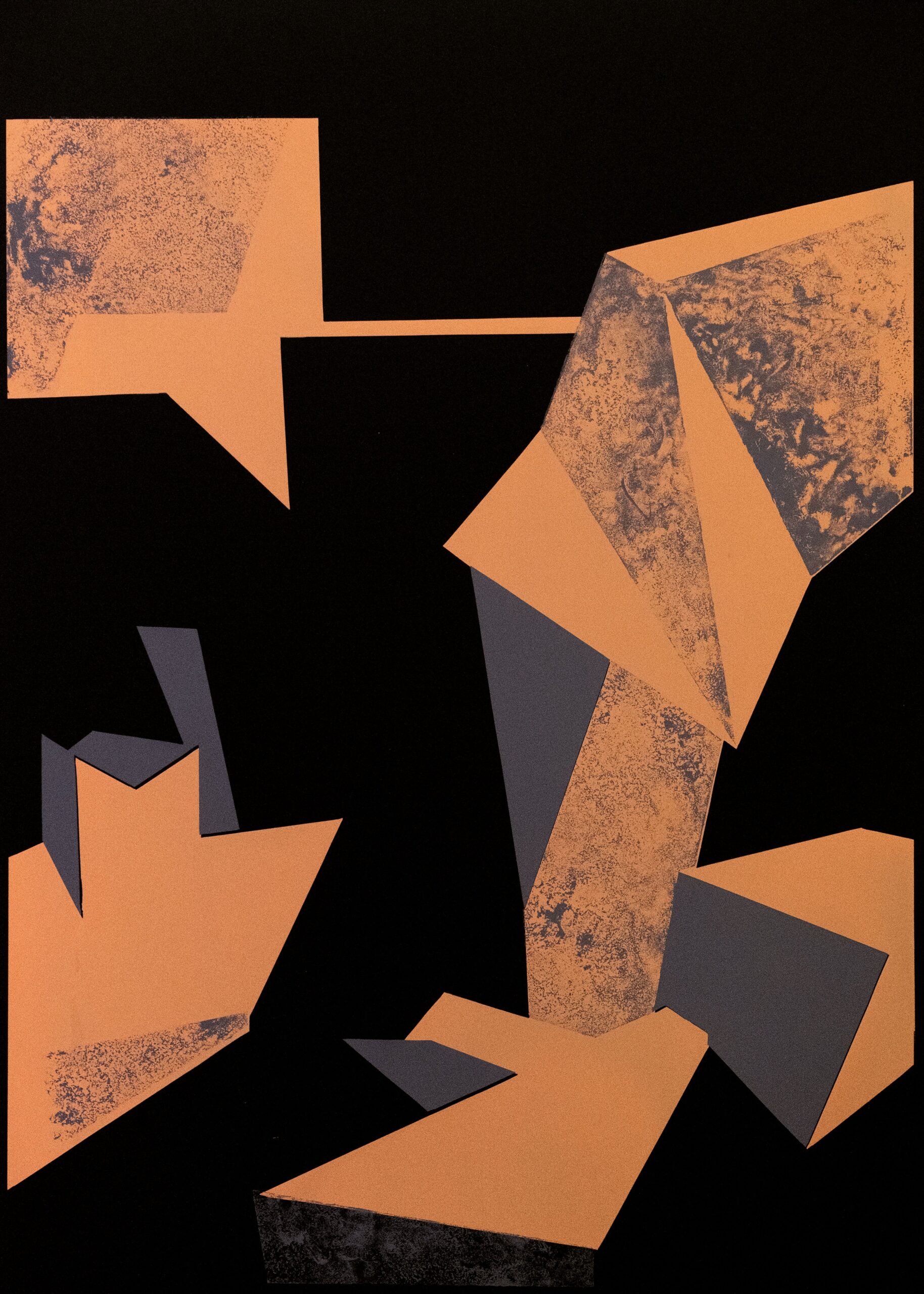 Peter Öllinger: Blitze Teil 3, Siebdruck 100x70cm, 2025
