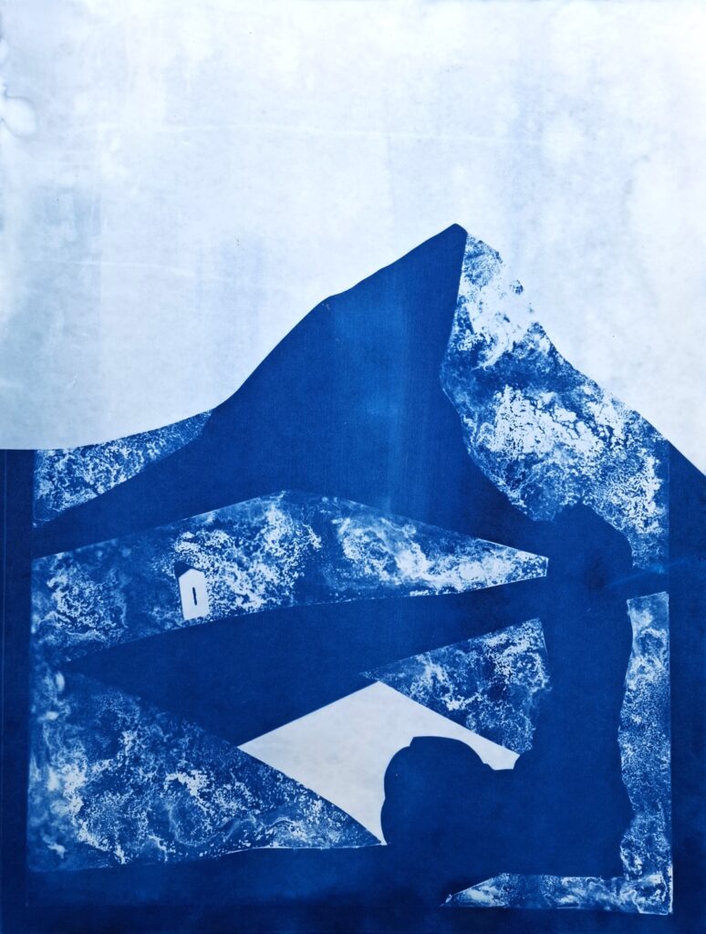 Peter Öllinger: Illusion III, Cyanotypie 70 x 50 cm, 2024