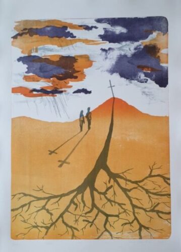 Peter Öllinger: Lebensweg, Lithographie 100 x 70 cm 2023