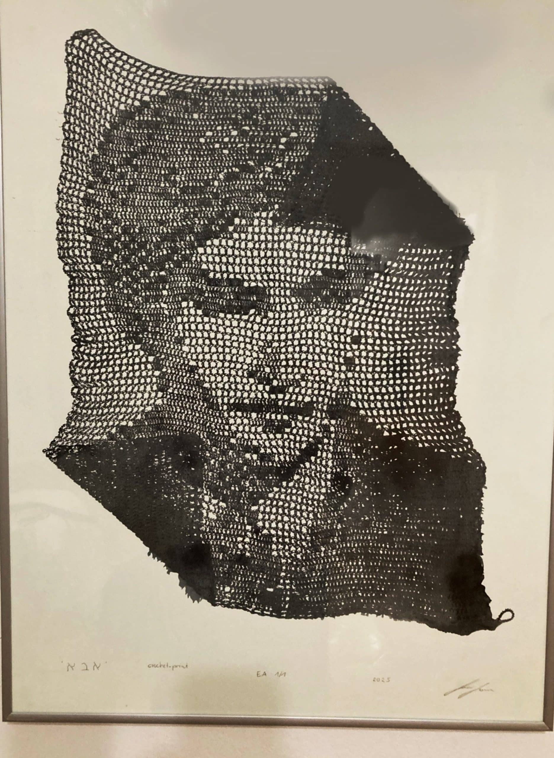 Laura Laviv: Dad, crocket print on paper, 50x70 cm, 2025