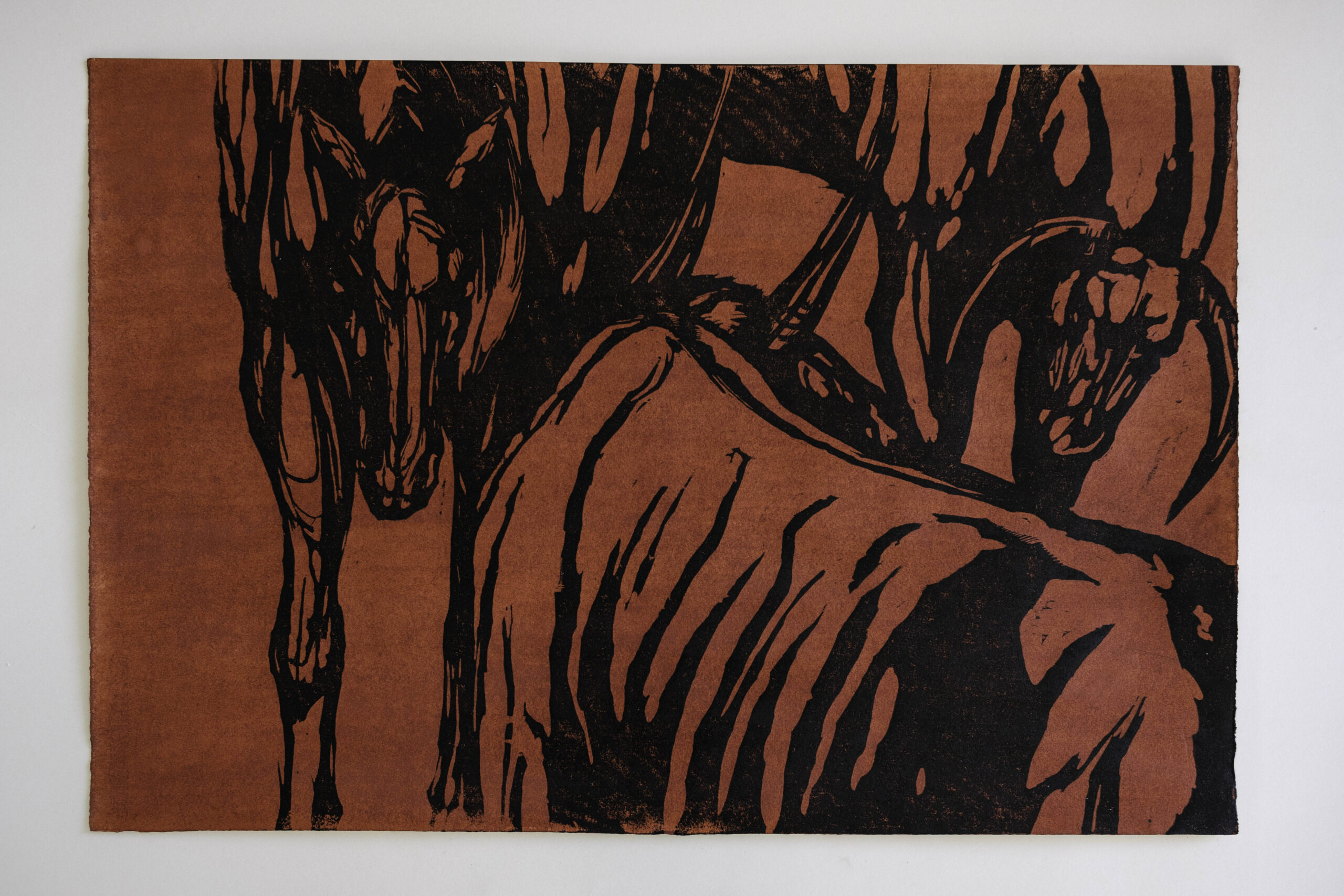 János Biró, Ember III, woodcut print on paper, 53x78cm, 2025