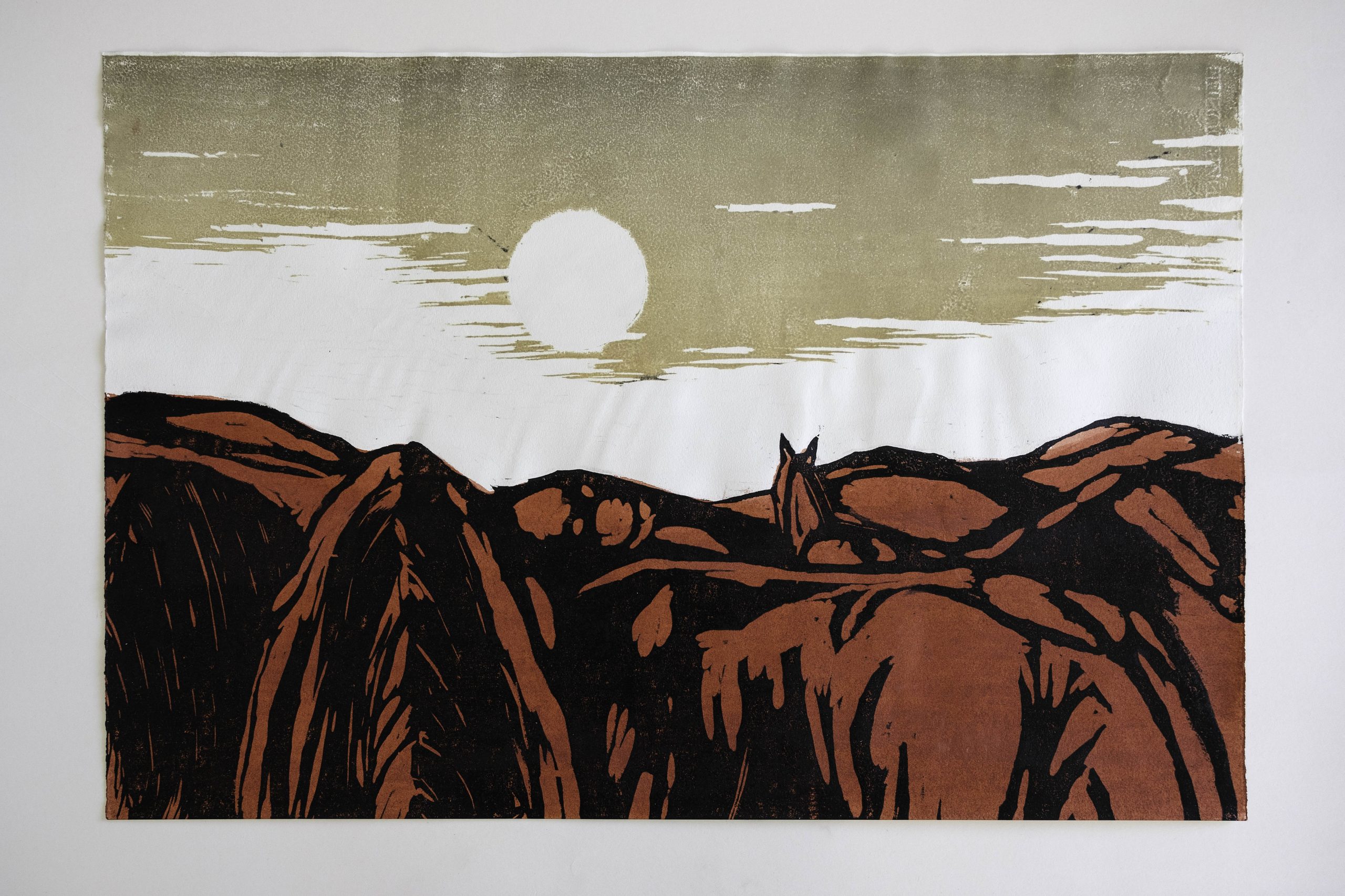 János Biró, Ember IV, woodcut print on paper, 53x78cm, 2025