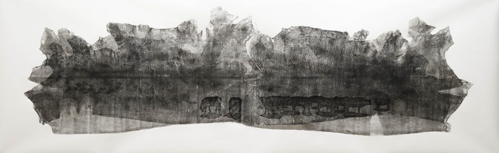 János Biró: billog, leather cut 100 x 470, 2026